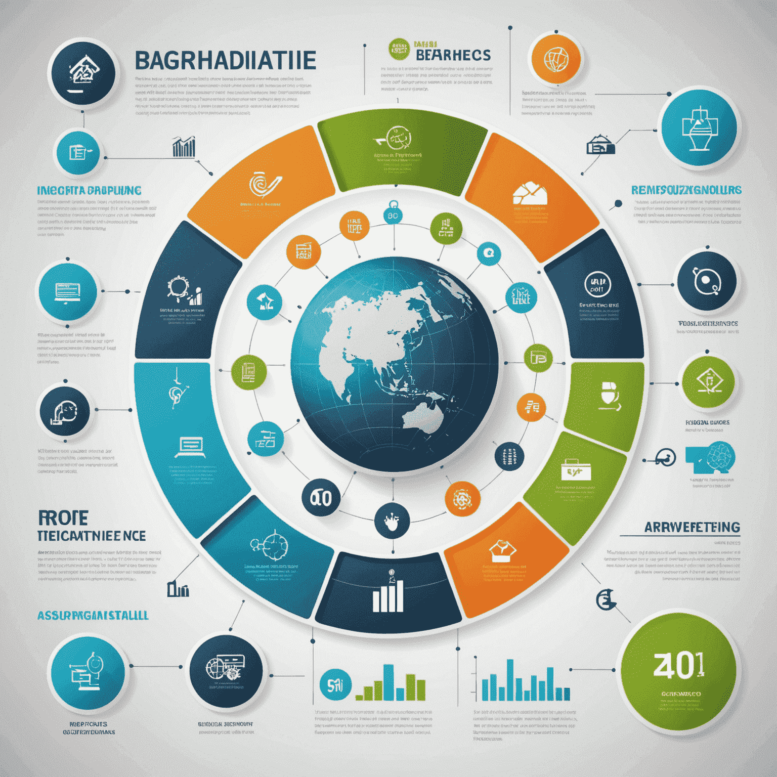 Infografika przedstawiająca najnowsze trendy w różnych branżach, takie jak technologia, finanse, marketing i zdrowie